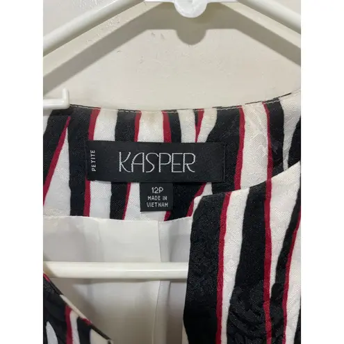 Kasper Animal Print Blazer Red Black White Petite Career Jacket 12P