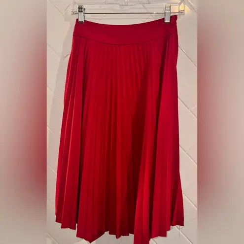 Kate Kasin Red Pleated Midi Skirt – Size Small