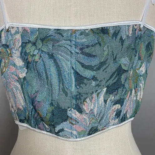 Tapestry Corset Floral Blue Green NWT Women Plus Size 4XL Renaissance Romantic