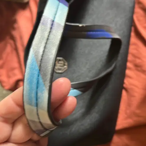 Black and Blue Tote with Geometric Design