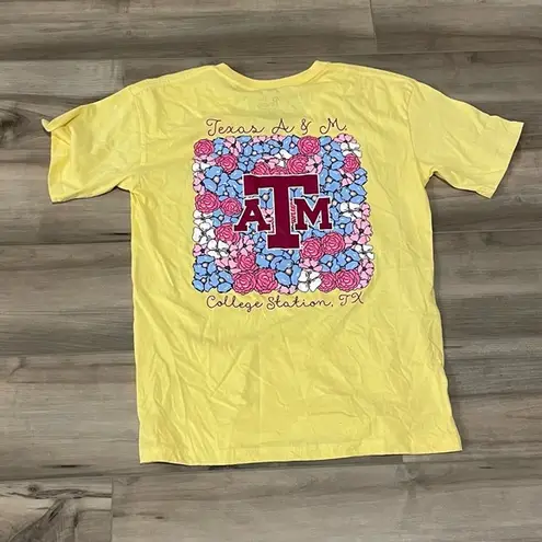 Pressbox Texas A&M Aggies college station v neck short sleeve t shirt yellow  s