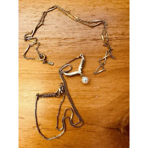 Lot 2 Necklaces Monet & Napier Gold Tone & Faux Pearl Drop Gold Tone Necklace