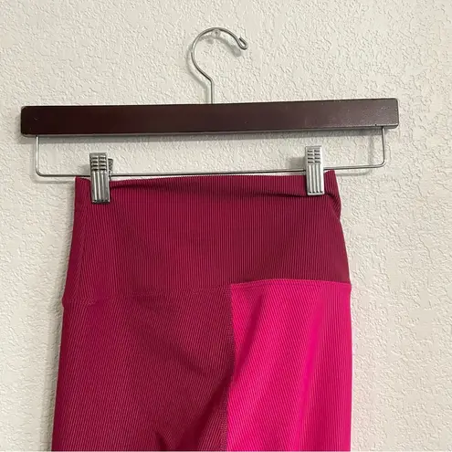 Beach Riot Womens Athletic Leggings Pink Two Tone Ribbed Size XS