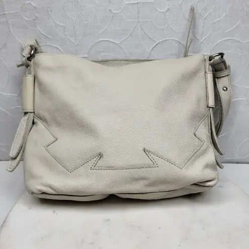 Liebeskind Berlin Leather Shoulder Bag Cream Flap Tassel Accent Unique Design White