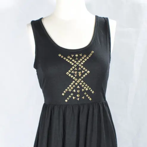 Bongo Black Open Back High Low Dress with Gold Pyramid Spike Detailing Size Medium