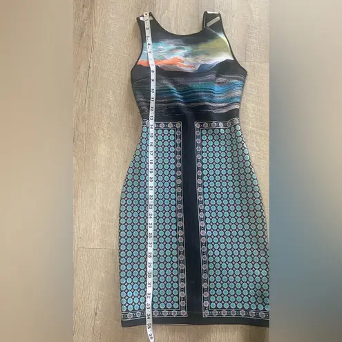 Clover Canyon Neoprene Sunset Mountain Bodycon Dress Sz XS