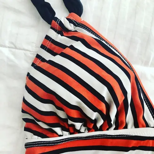 Anne cole  Signature Tankini Retro Stripe Top Black Orange Women's Size S