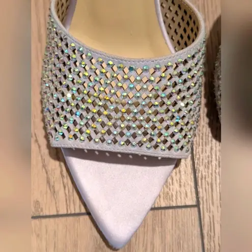 L'Agence Heels Womens 12 Lilac Crystal Sparkle Embellished Sandals Pumps Shoes