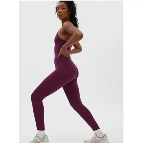 Girlfriend Collective maroon jumpsuit unitard pants athletic wear size large