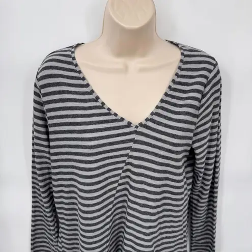 Cut Loose Asymmetrical High Low Tunic Womens Small Gray Stripe Cotton Blend