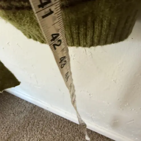 Soft Surroundings Soft Surroundings Women's M Olive Green Aztec Knit Sequin Duster Cardigan