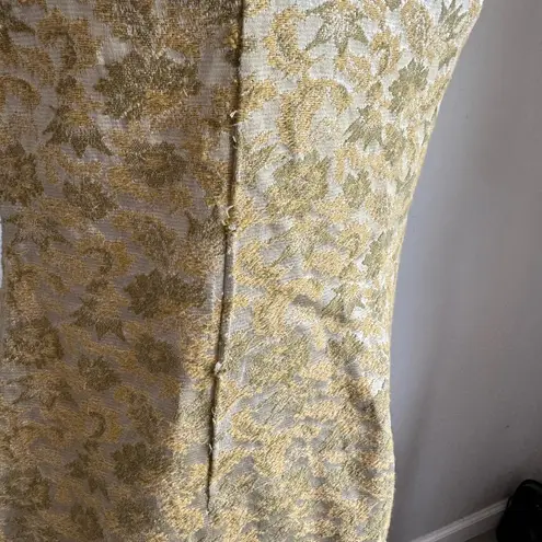 Vintage Parkshire Original Yellow Embroidered Sheath Dress Womens XS Grannycore