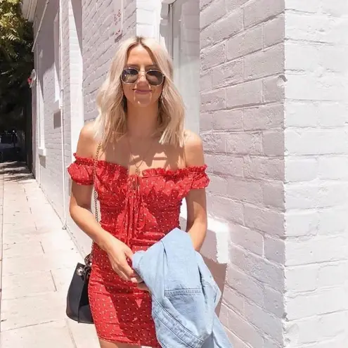 Sundae Muse Archie Red Floral Mini Peasant Dress size 8