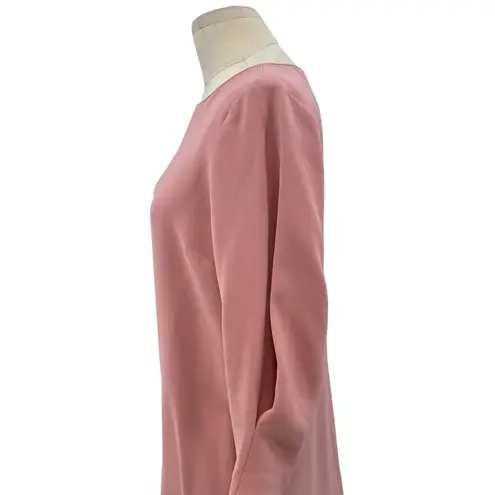 Lafayette 148 New York Pink Rosette Caddie Finesse Crepe Shift Dress Size Medium