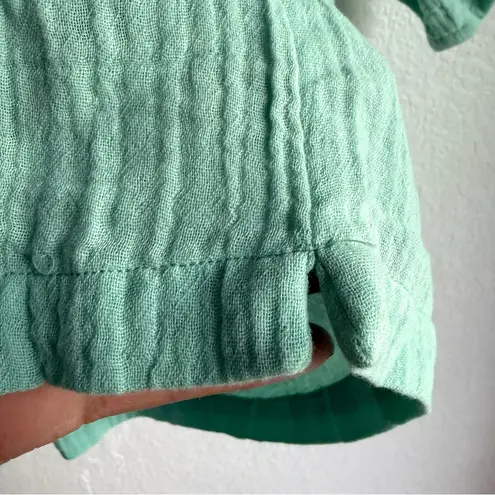 Eileen Fisher  Womens Blouse Shirt Mint Green Twisted Gauze Cotton Size Medium - Image 8