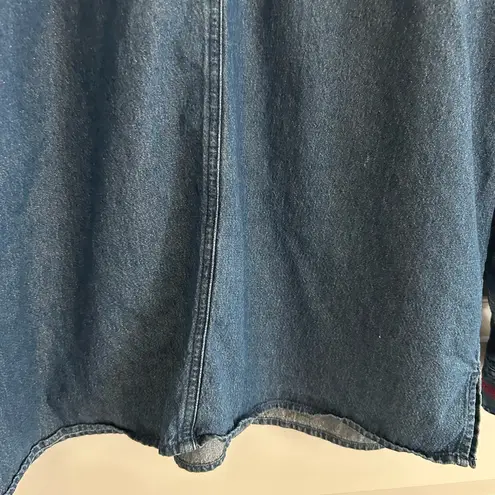 Gloria Vanderbilt Embroidered Heart Denim Shirt Blue Red Size L