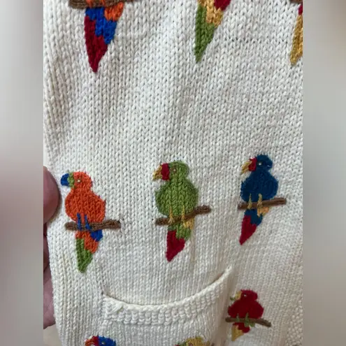 Cotton Salsa Cotton VTG Unisex Embroidered Parrot Knit Cardigan Sweater Size XL