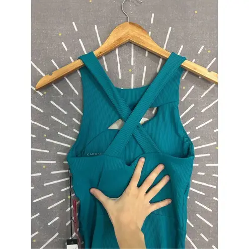 NWT Carbon38 Cut Out Short Ribbed One Piece Blue Size M