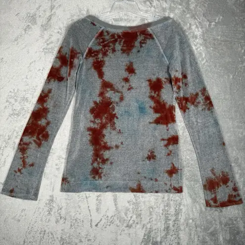 XCVI Shirt Womens Small Gray Red Tie Dye Burnout Comfy Casual Everyday Lounge