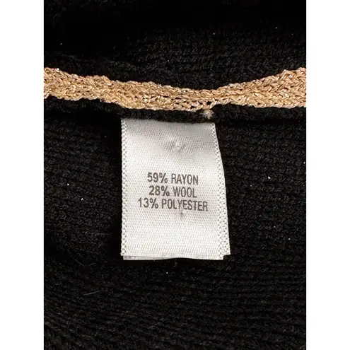 St. John Collection Shell & Skirt Santana Knit Wool Blend Classic Black & Gold L