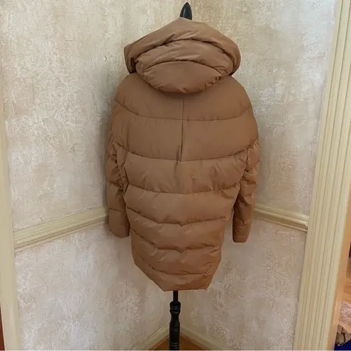 Mango  DUVET COAT Brown Puffer Quilted Down Parka Water Repellant Sz XL