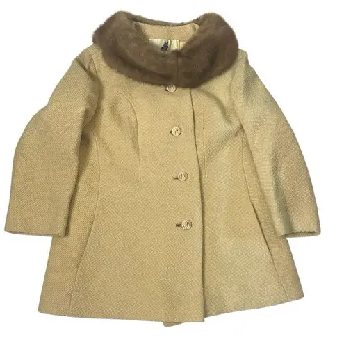 ROTHMOOR Wool Coat Fur Collar Lined 60s 70s VINTAGE Fits Size Medium
