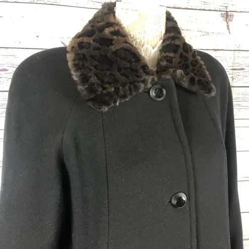 JAD Vintage wool coat with Cheetah fur collar and cuffs. Size 8