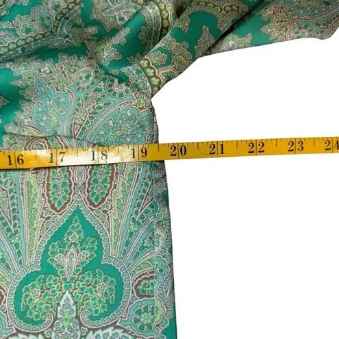 J Crew Collection Drapey Button Top & Pull On Crop Pants Ratti Pendant Paisley S Green