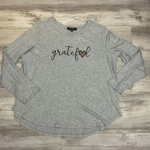 State of Mine Heather Gray Long Sleeve Women’s Graphic Grateful Tee Size XXL