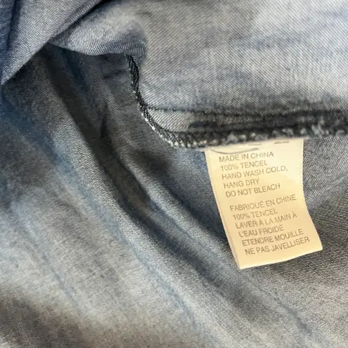 Ethereal boutique Lace Up Frill Neck Chambray denim Dress sz small