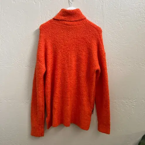 Sweaty Betty NEW  Orange Boucle Side Zip Turtleneck Sweater