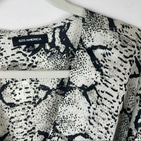 525 America Satin Snakeskin Print Wrap Dress Sz Medium Ruffle Bell Sleeve