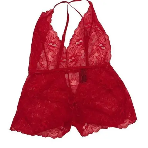 Ann Summers Womens Lace Camisole Sleepwear Romper Red Medium NWOT