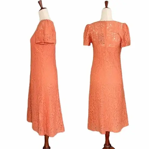 NWT Y2K Talco Terracotta Italian Made Lace Midi Dress & Slip Women’s Size Medium Orange