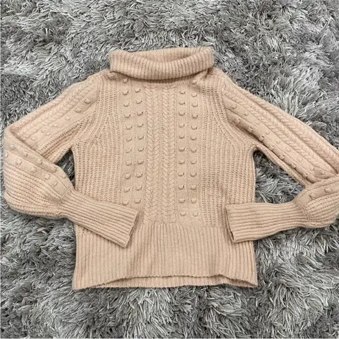 Rachel Parcell Pink Smoke Cable and Bobble Turtleneck Medium M