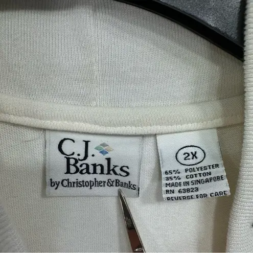 Christopher & Banks Vintage CJ Banks Cream Mock Turtleneck with Embroidered Horse Size 2X