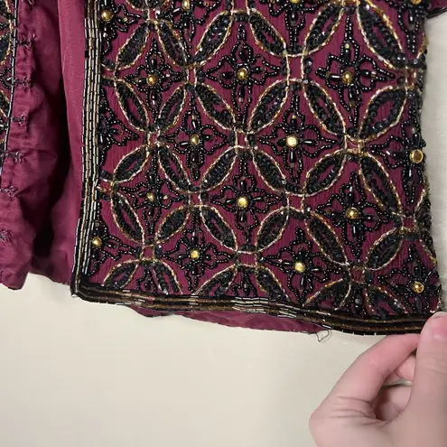 Vintage silk beaded short sleeve jacket Black