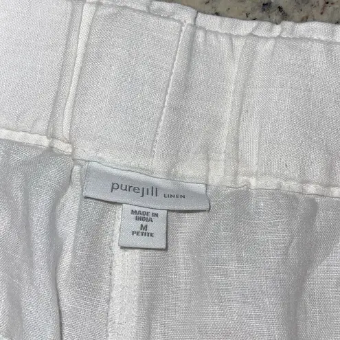 J. Jill Pure Jill Womens Linen Flat Front Cropped Pants White Size Petite Medium
