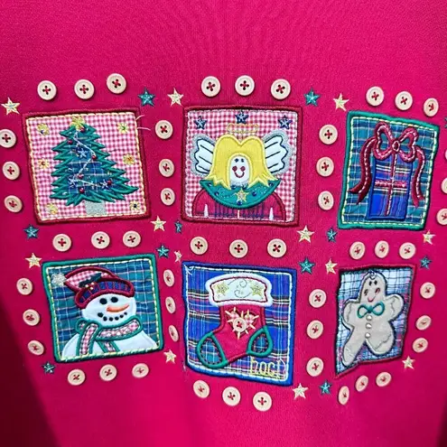 Westbound Vintage Holiday Winter Christmas Sweatshirt Embroidered Quilted Red Adorable PS