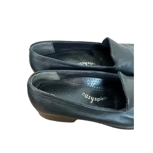 Easy Spirit Women Size 8.0 Black Faux Leather Casual Slip-On Shoe Black