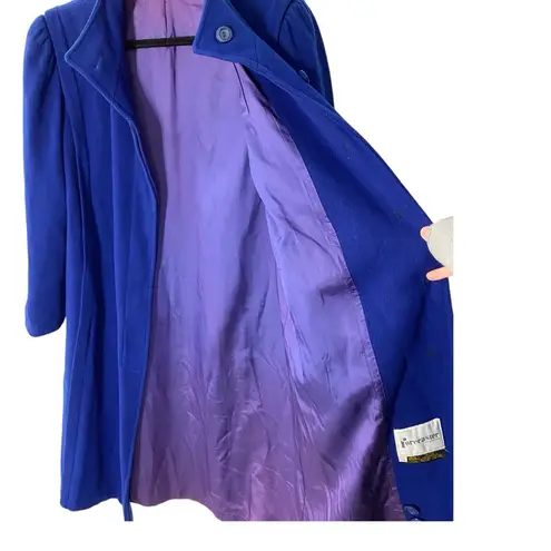 VINTAGE FORECASTER of BOSTON Wool Puff Sleeve Longline Pea Coat Blue Size L