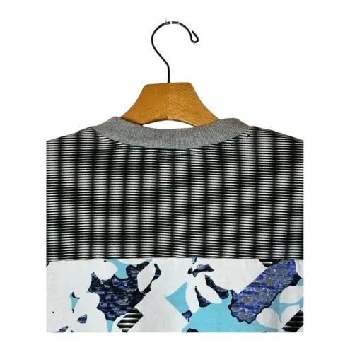 Peter Pilotta Target Sweatshirt Women Medium Blue Gray Floral Striped Patchwork