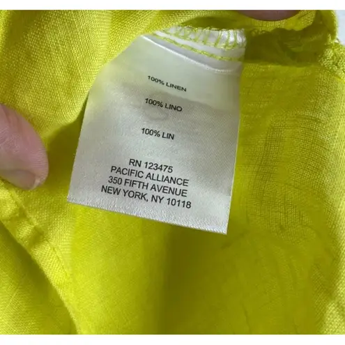 Ellen Tracy Ellen Tracy Womens XL Linen Chartreuse Shirt Top Tunic Preppy Breathable Boho