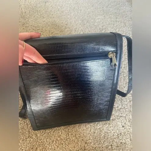 Casa Lopez Vintage Black Leather Snakeskin Alligator Purse