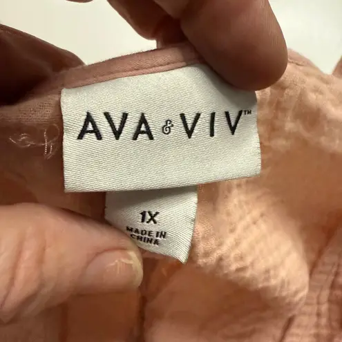 Ava & Viv 1X Pink Cotton Top