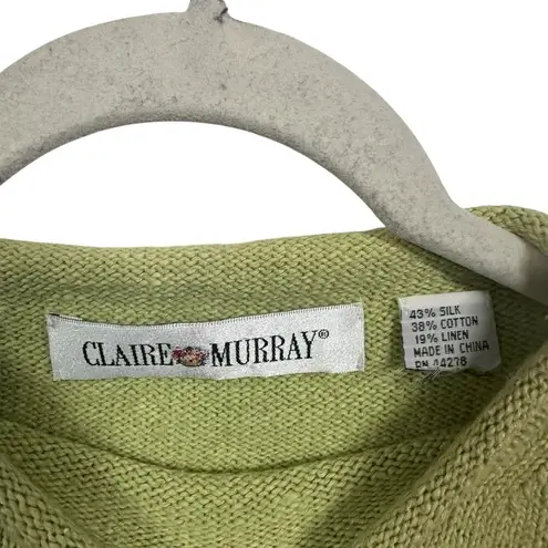 VTG Claire Murray Womens Sz L ? Green Silk Linen Blend Floral Knit Sweater Vest Size L