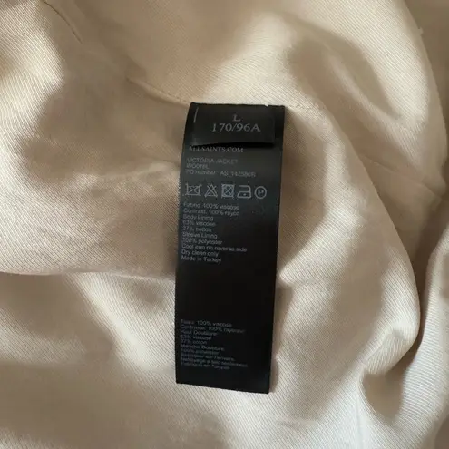 All Saints Victoria Jacket Ladies Viscose Cream Moto Biker Style - Large