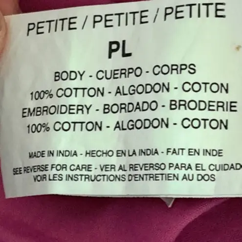 Gloria Vanderbilt Tunic Short Sleeve Scoop neck Tie front Blouse Magenta Sz PL - Image 4