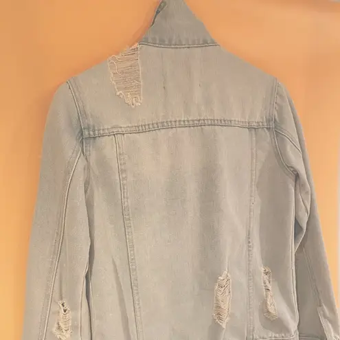 Thread and Supply  Alyssa Light Wash Blue Denim Distressed Jacket Size Small