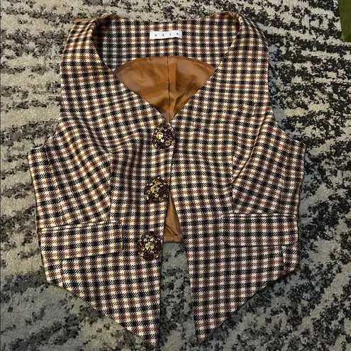 AREA Crystal embellished Checked Wool Cotton